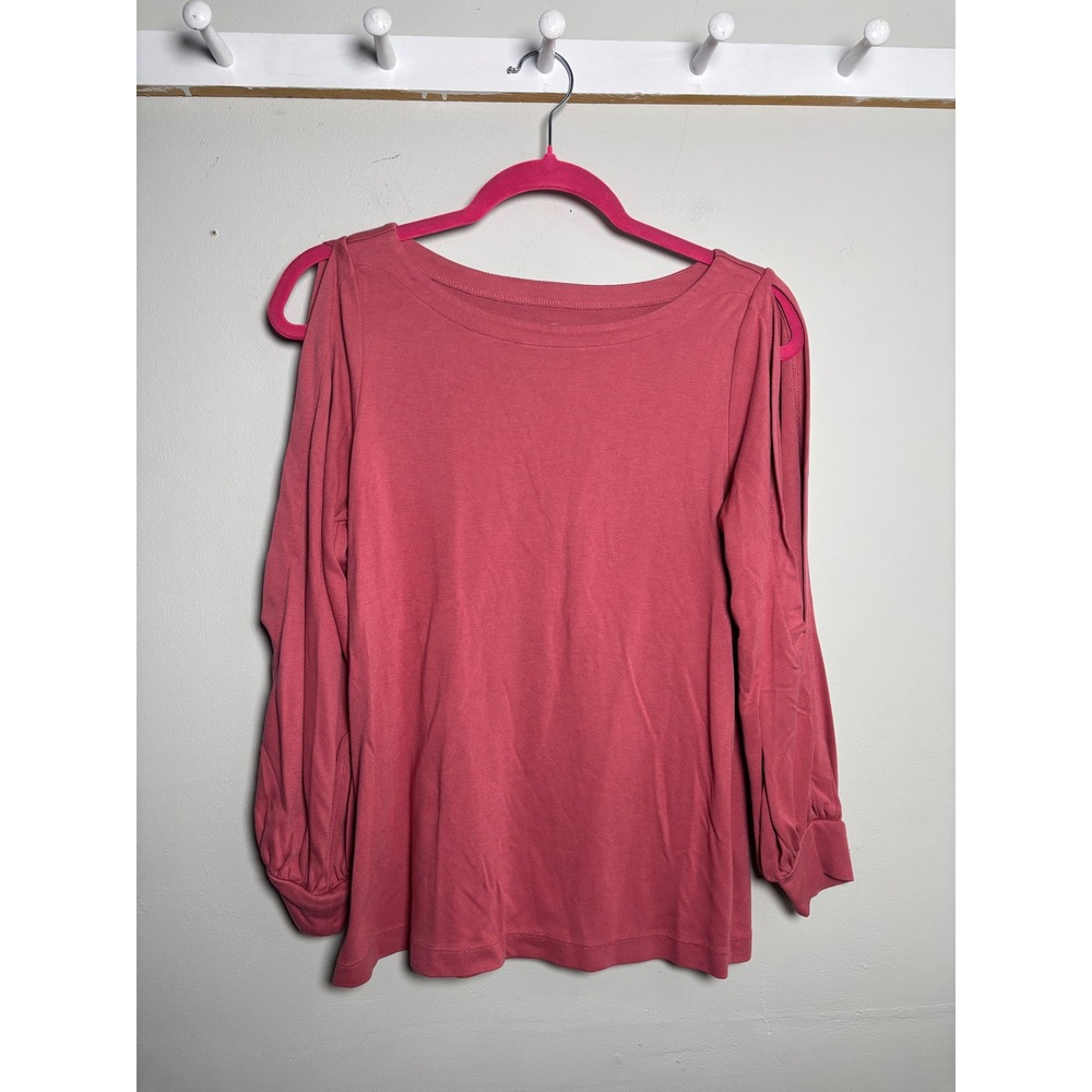 LOFT Rose Pink Cold Shoulder Balloon Sleeve Top Womens Small